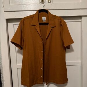 Zara Camel Relaxed Fit Shirt